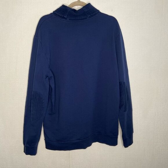 Vineyard Vines Mens Large Pullover Sweater Blue Shawl Collar Elbow Patch Cotton - Picture 6 of 8